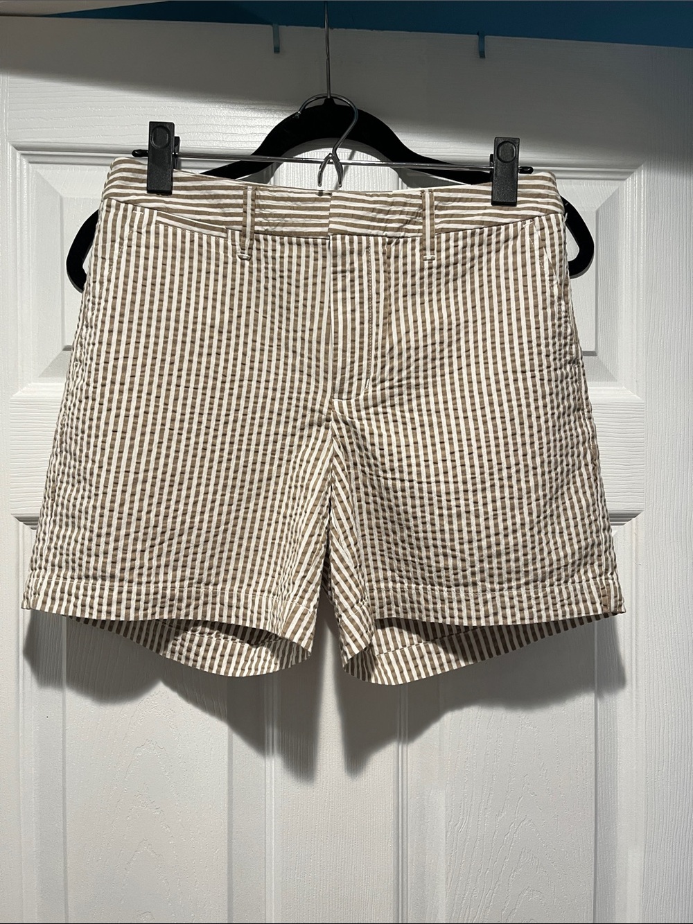 a new day Tan & White Striped Seersucker Shorts